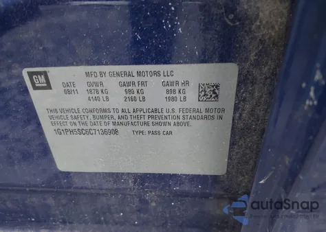 2012 Chevrolet Cruze Ltz z USA, uszkodzony, nr VIN 1G1PH5SC6C7136908